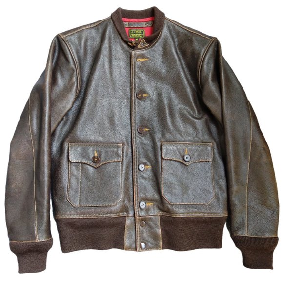 A-1 Racer Vintage Style Leather Motorcycle Jacket Buffalo Hide Headwind Mfg Co - Picture 1 of 6